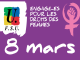 Logo FSU 8 mars : Engagé⋅es pour les droits des femmes