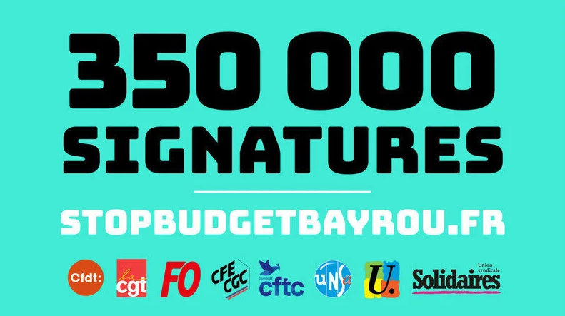Visuel pétition Budget Bayrou Ça Suffit !