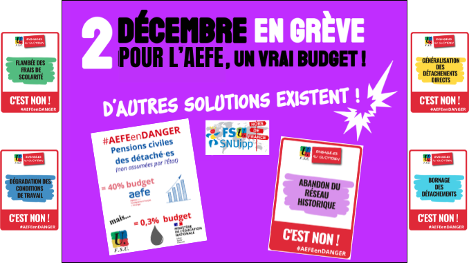 Visuel Grève 2 décembre 2025 FSU-SNUipp HDF