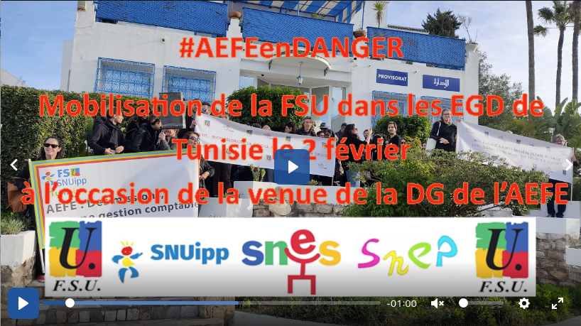 Vidéo de la mobilisation de la FSU dans les EGD de Tunisie à l'occasion de le venue de la DG